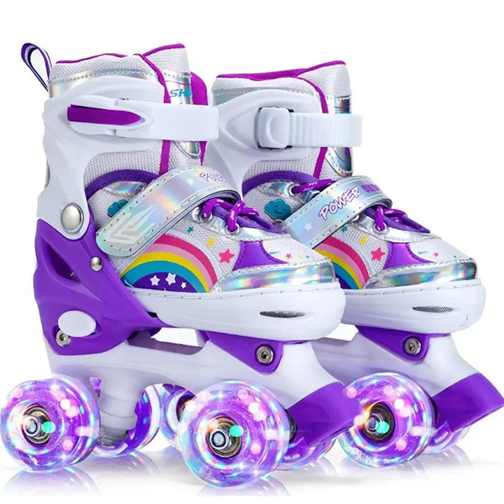 Patins 4 Rodas Infantil Arco-Íris com LED