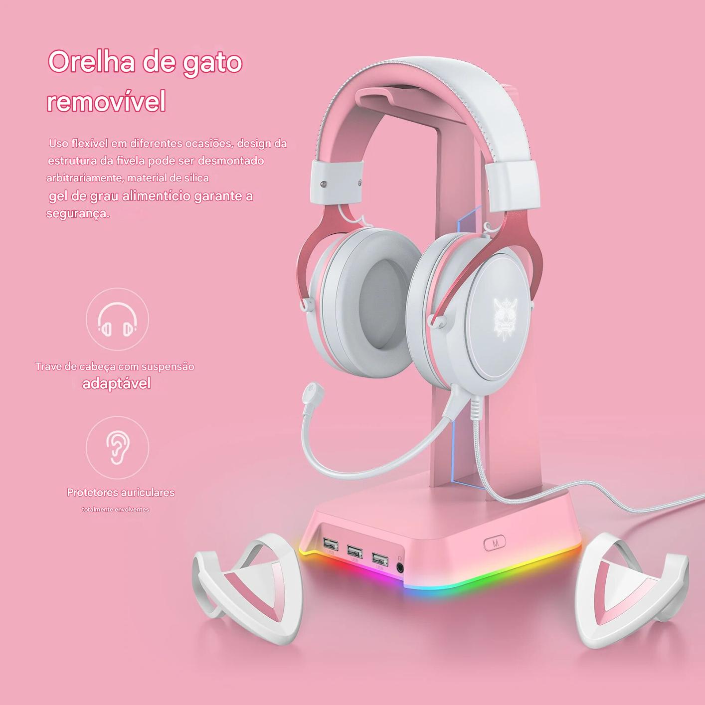Headset Gamer ONIKUMA X10 - Orelhas de Gato Destacáveis