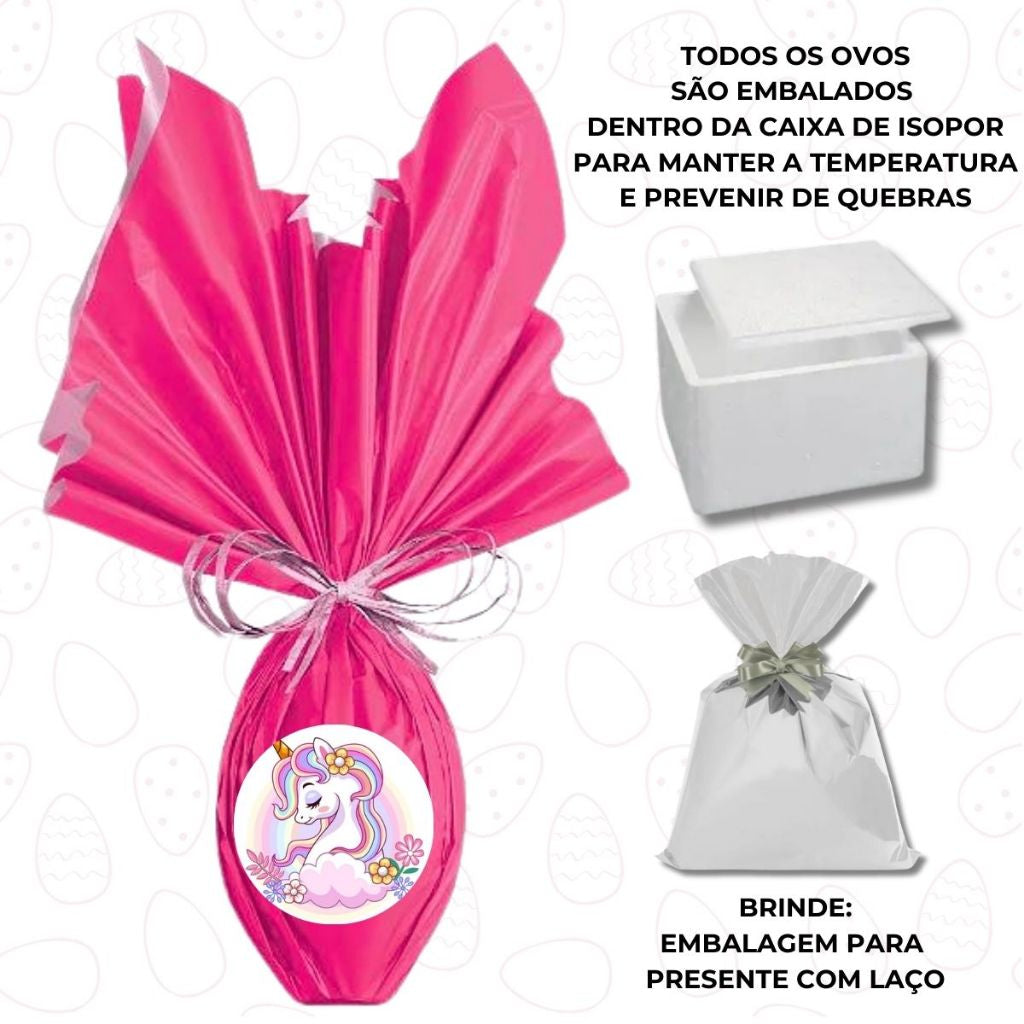Kit Ovo de Páscoa 250g + Bolsa Unicórnio!