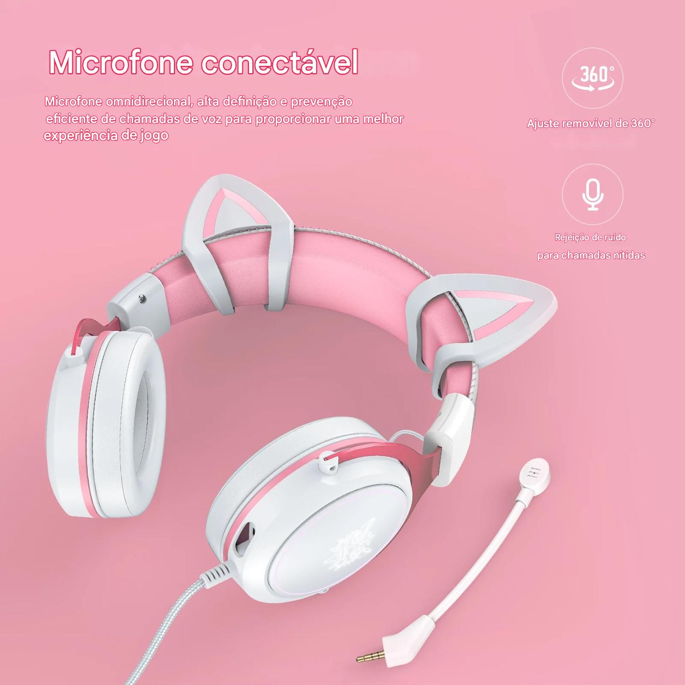 Headset Gamer ONIKUMA X10 - Orelhas de Gato Destacáveis