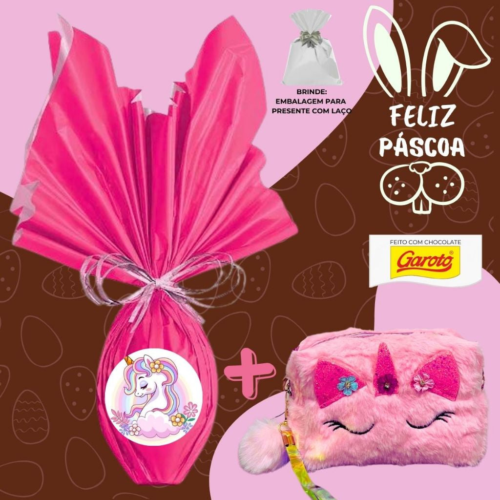 Kit Ovo de Páscoa 250g + Bolsa Unicórnio!