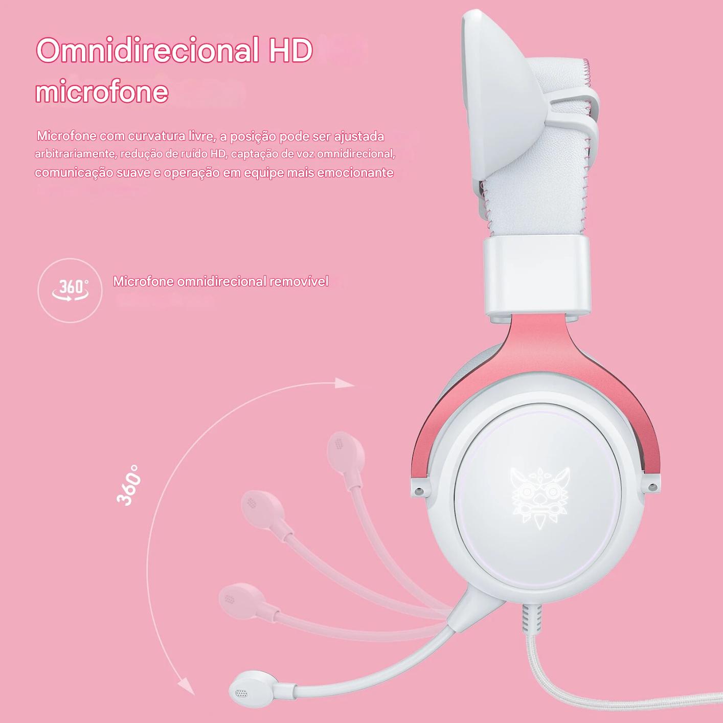Headset Gamer ONIKUMA X10 - Orelhas de Gato Destacáveis