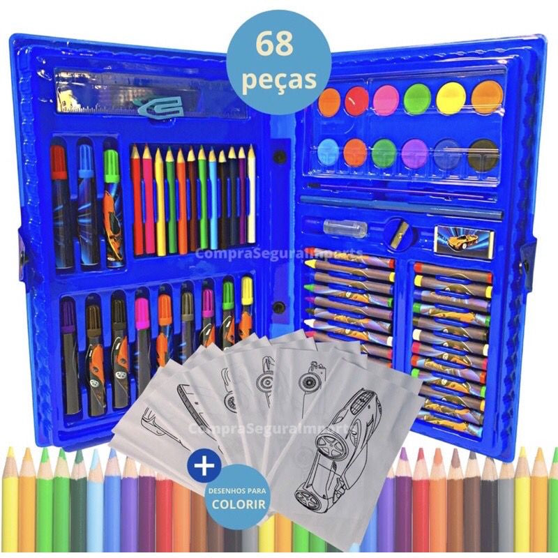 Estojo Escolar Tipo Maleta de Pintura 68 Peças