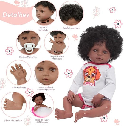 Bebê Reborn Realista - Cacheada + Acessórios