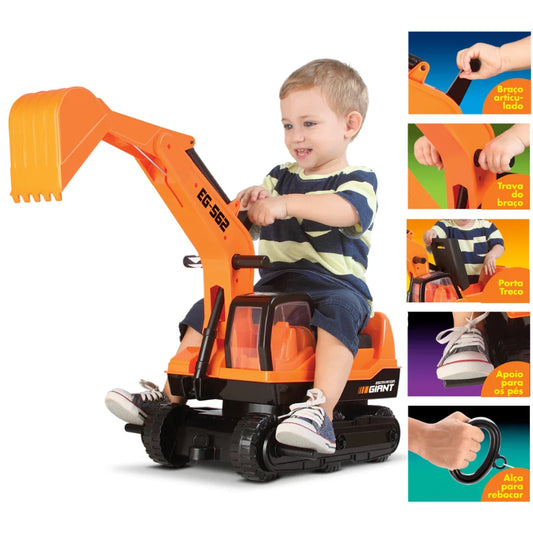 Trator Escavadeira Gigante Infantil - Roma Brinquedos
