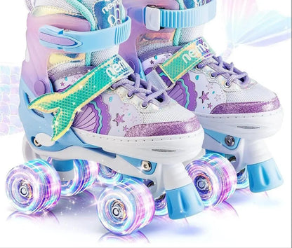 Patins 4 Rodas Infantil Arco-Íris com LED