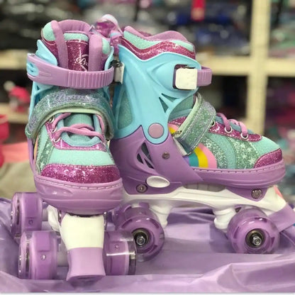 Patins 4 Rodas Infantil Arco-Íris com LED