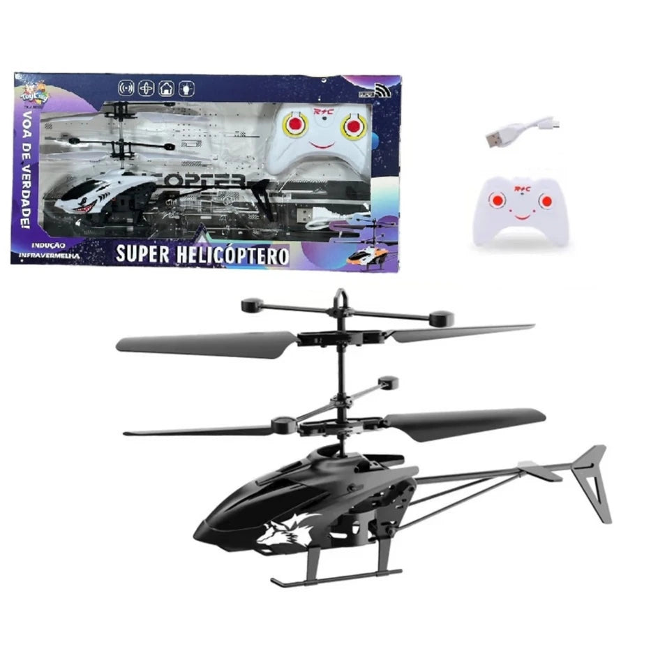 Helicóptero - USB Recarregável - Controle Remoto e Sensor de Mão