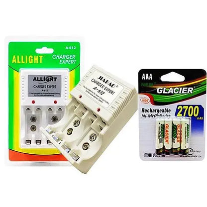 Kit COMBO Carregador De Pilha AA/AAA Recarregável Bivolts + 4 Pçs/Cartela Pilha AA Recarregável de 4700mAh