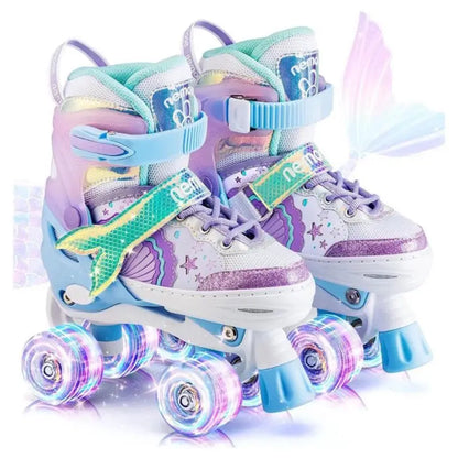 Patins 4 Rodas Infantil Arco-Íris com LED