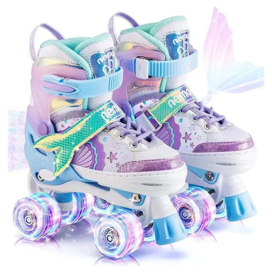 Patins 4 Rodas Infantil Arco-Íris com LED
