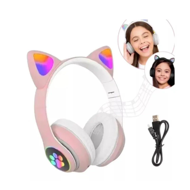 Fone De Ouvido Bluetooth Orelha Gatinho - Led Sem Fio