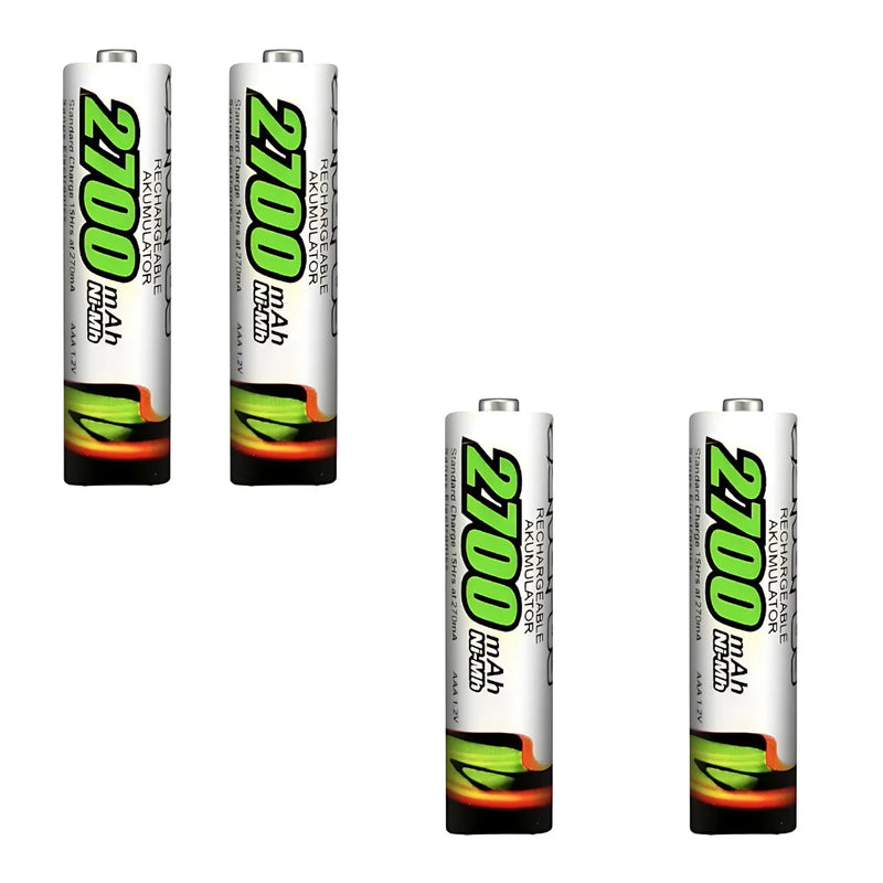 4 Pilhas Bateria Recarregáveis AAA 2700 Mah Durável