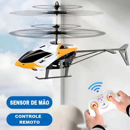 Helicóptero - USB Recarregável - Controle Remoto e Sensor de Mão