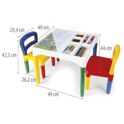 Conjunto Mesinha Didática Infantil com 2 Cadeiras + Adesivos