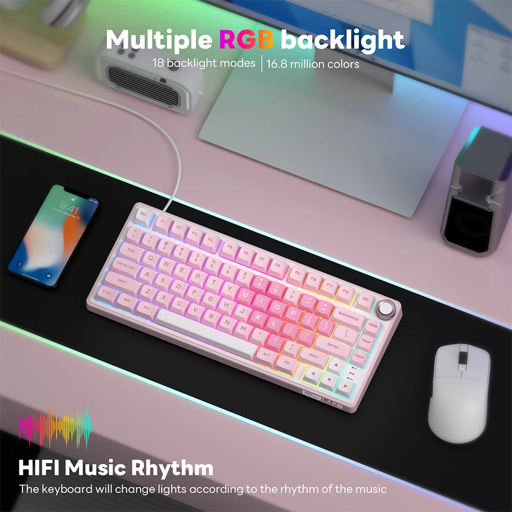 Teclado Gamer - RK R75 Rosa