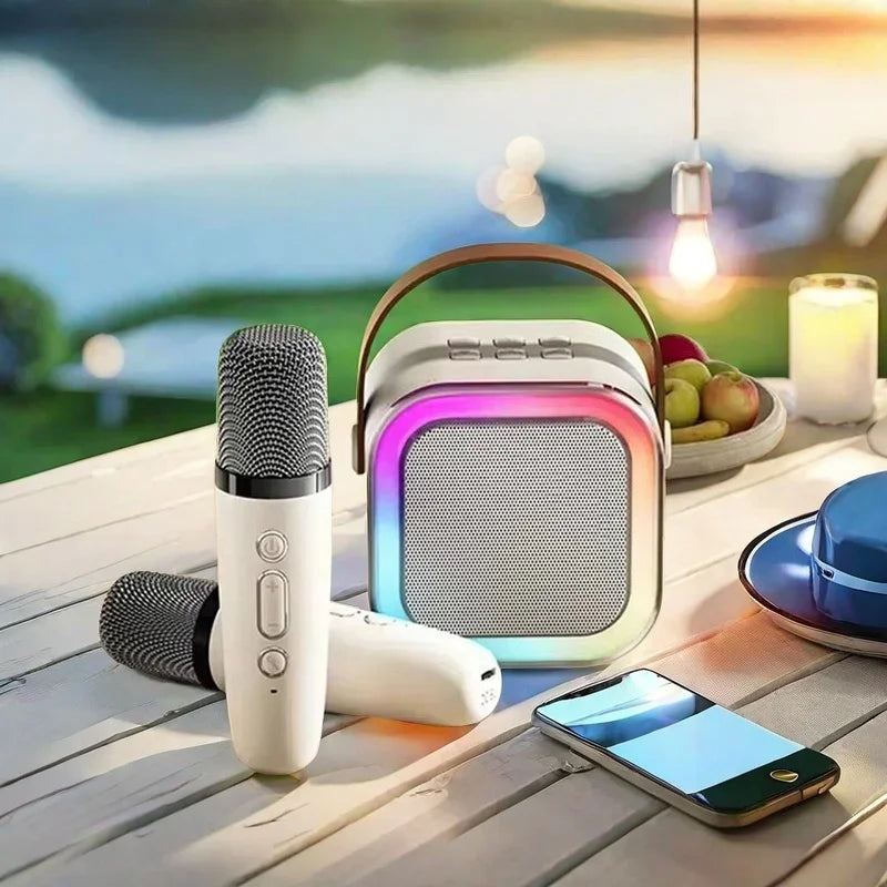 Boombox  e Microfone Duplo - Karaokê Bluetooth