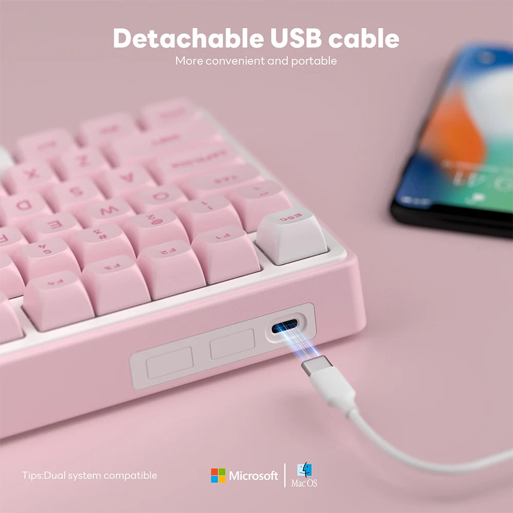 Teclado Gamer - RK R75 Rosa