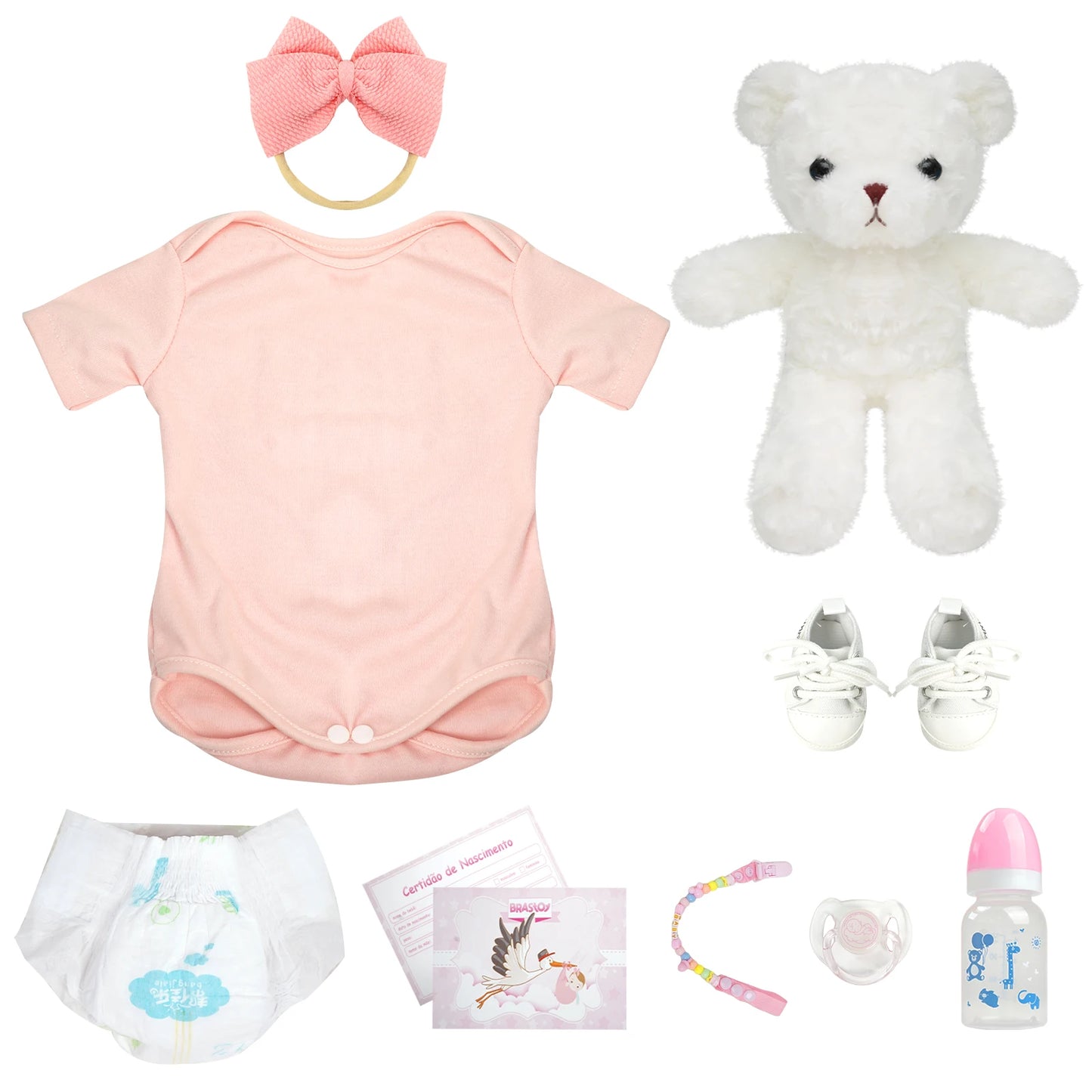 Boneca Bebê Reborn Realista 48cm – Menina Fofa com Corpo de Silicone