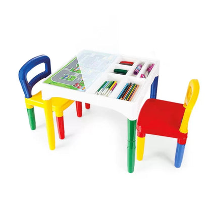 Conjunto Mesinha Didática Infantil com 2 Cadeiras + Adesivos