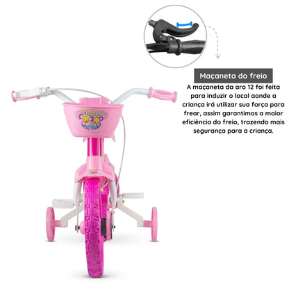 Bicicleta Infantil Nathor Flower Rosa Aro 12 – Com Cestinha e Garrafinha