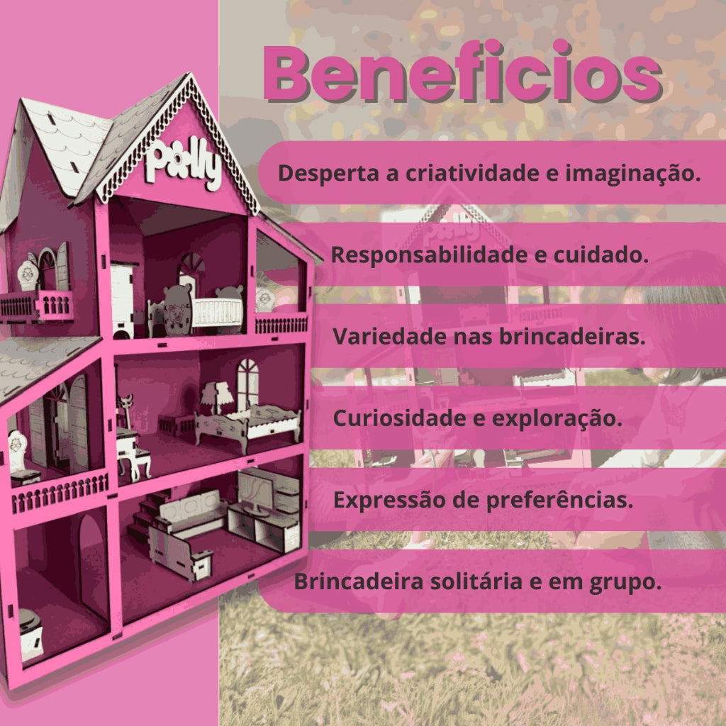 Casinha de Boneca com Móveis e Parque (MDF)