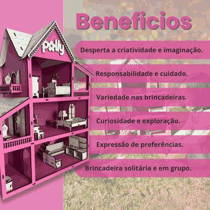 Casinha de Boneca com Móveis e Parque (MDF)