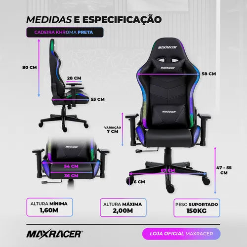 Cadeira Gamer LED e WI-FI