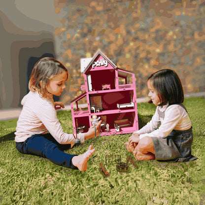 Casinha de Boneca com Móveis e Parque (MDF)