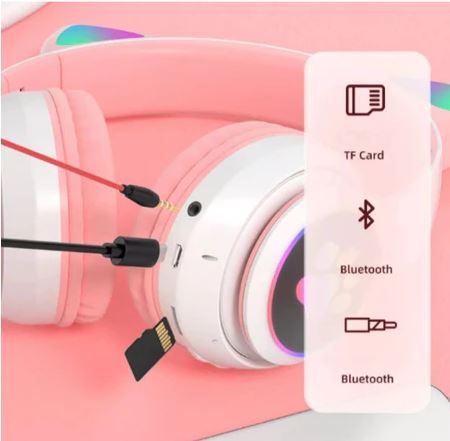 Fone De Ouvido Bluetooth Orelha Gatinho - Led Sem Fio