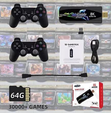 GameStick Retro 64GB +2 Controles Sem Fio + 30mil Jogos Clássicos