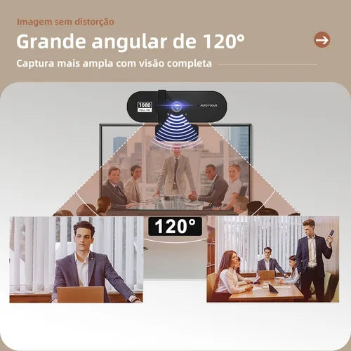 Webcam 1080p Sem Fio 120° com Microfone