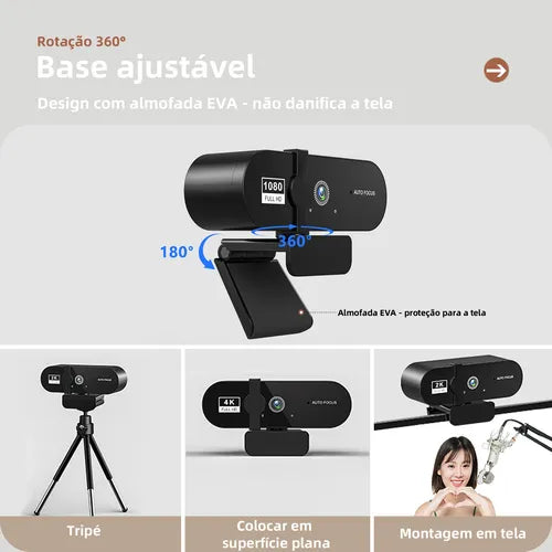 Webcam 1080p Sem Fio 120° com Microfone