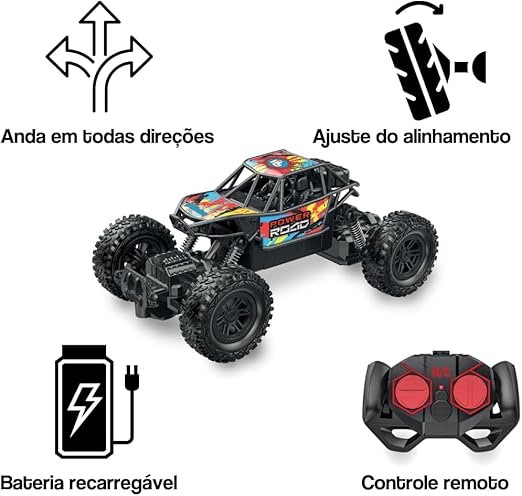 Carrinho de Controle Remoto Off-Road 4x2 com Suspensão