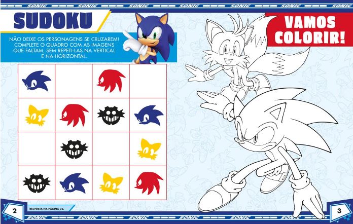 Livro de Colorir Sonic com Adesivos
