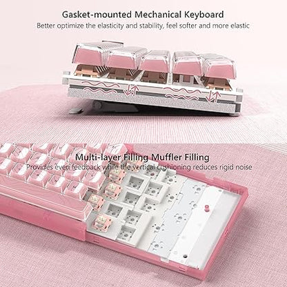 Teclado Translúcido Womier VK66 PRO Rosa
