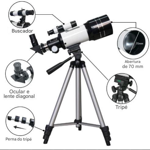 Telescópio Astronômico WALLY SKY - Refrator F30070M